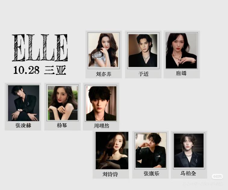 刘亦菲 辛芷蕾 宋佳 杨幂 赵丽颖 唐嫣 刘诗诗 孙俪 汤唯 张小斐 张婧仪 张予曦 周翊然 李一桐